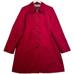 Braetan Women's Preppy Button Front Trench Coat Long Sleeve Size XL Red
